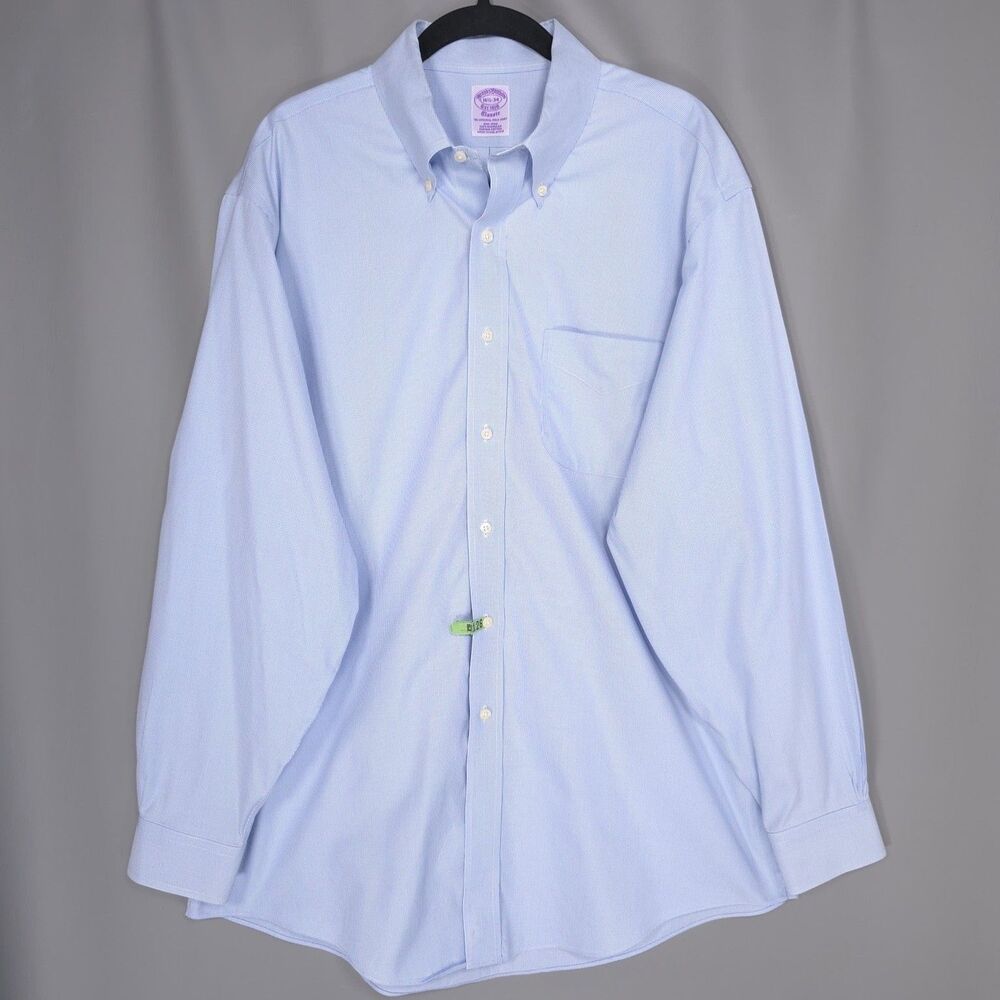 BROOKS BROTHERS Est 1818 Classic Dress Shirt Blue Check Cotton Button Down 16.5